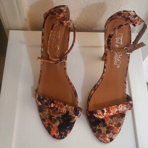 Toi et Moi Floral Ankle Strap Heels